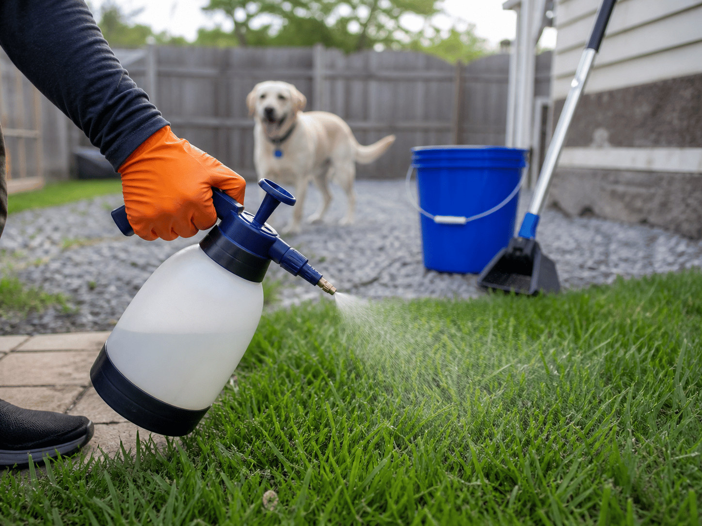 Clean yard receiving pet-safe odor control